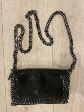 NWOT Made in Italy Black Chain-Trim Crossbody/Clutch Bag